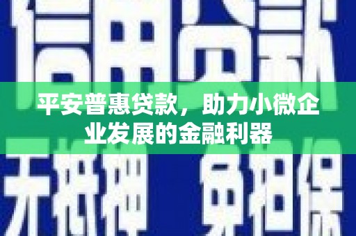 淮安平安普惠贷款，助力小微企业发展的金融利器